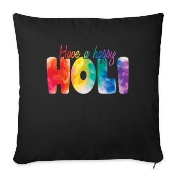 Holi Festival : Passez une bonne fête de Holi - Housse de coussin décorative 45 x 45 cm - noir - Devant