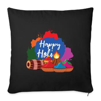 Happy Holi Festival Joy of Colors - Sofa pillowcase 17,3'' x 17,3'' (45 x 45 cm) - black - Front