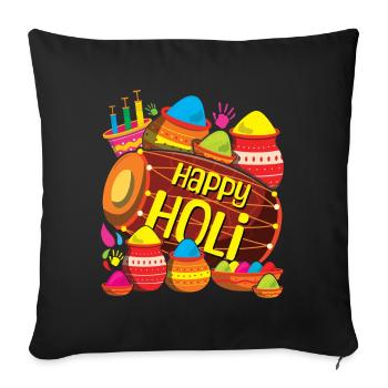 Happy Holi Festival Colorful Spectacle - Sofa pillowcase 17,3'' x 17,3'' (45 x 45 cm) - black - Front