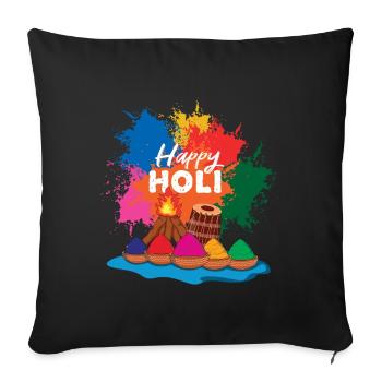 Holi Festival Happy Holi Colorful Festival - Sofa pillowcase 17,3'' x 17,3'' (45 x 45 cm) - black - Front