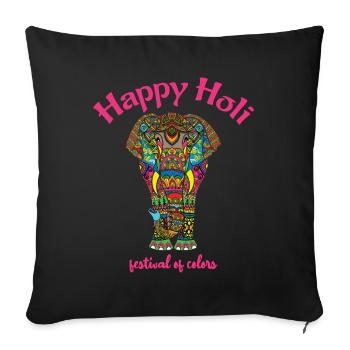 Happy Holi Festival of Colors Elephant - Sofa pillowcase 17,3'' x 17,3'' (45 x 45 cm) - black - Front