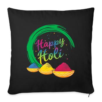 Happy Holi Festival Color Powder Joy - Sofa pillowcase 17,3'' x 17,3'' (45 x 45 cm) - black - Front