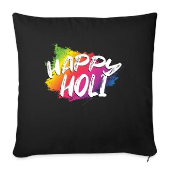 Happy Holi Colorful Holi Festival Motif - Sofa pillowcase 17,3'' x 17,3'' (45 x 45 cm) - black - Front