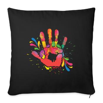 Holi Festival Coloré Empreinte de Main Joie - Housse de coussin décorative 45 x 45 cm - noir - Devant