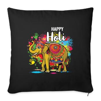 Happy Holi Festival Colorful Elephant - Sofa pillowcase 17,3'' x 17,3'' (45 x 45 cm) - black - Front