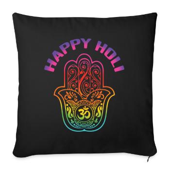 Holi Festival Happy Holi Hand Motif - Sofa pillowcase 17,3'' x 17,3'' (45 x 45 cm) - black - Front