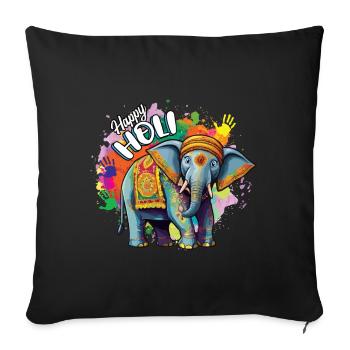 Colorful Holi Festival Elephant Happy Holi - Sofa pillowcase 17,3'' x 17,3'' (45 x 45 cm) - black - Front