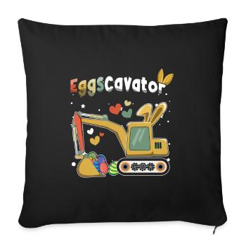 Ostern Eggscavator Bagger Eier - Sofakissenbezug 45 x 45 cm - Schwarz - Vorne