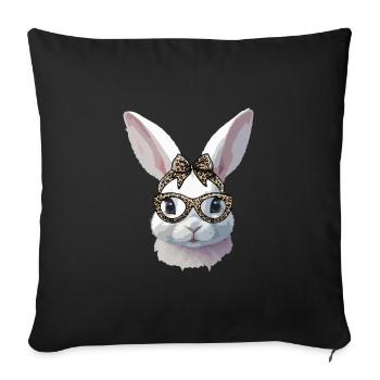 Easter bunny with glasses and bow - Sofa pillowcase 17,3'' x 17,3'' (45 x 45 cm) - black - Front