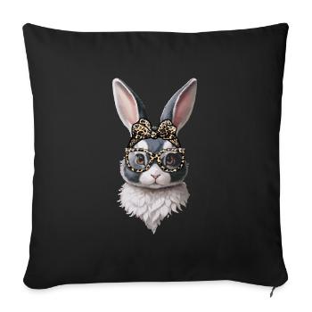 Easter Stylish Bunny with Glasses and Bow - Sofa pillowcase 17,3'' x 17,3'' (45 x 45 cm) - black - Front