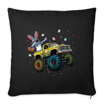 Ostern Bunny Monstertruck Eier Abenteuer - Sofakissenbezug 45 x 45 cm - Schwarz - Vorne