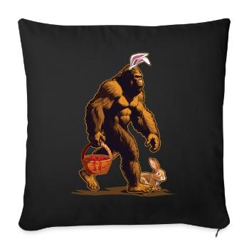 Panier de lapin Bigfoot surprise de Pâques - Housse de coussin décorative 45 x 45 cm - noir - Devant