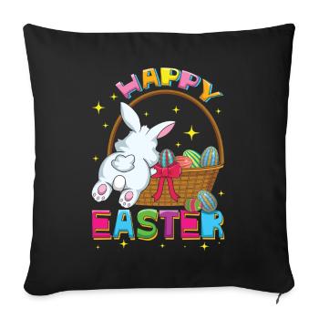 Frohe Ostern Bunte Eier Korb Hase - Sofakissenbezug 45 x 45 cm - Schwarz - Vorne