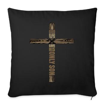 Easter God Loved the World Cross - Sofa pillowcase 17,3'' x 17,3'' (45 x 45 cm) - black - Front