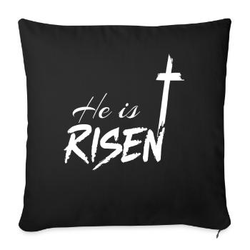 Easter He Is Risen Cross Message - Sofa pillowcase 17,3'' x 17,3'' (45 x 45 cm) - black - Front