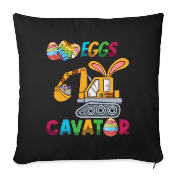 Ostern Eggscavator Bagger Spaß - Sofakissenbezug 45 x 45 cm - Schwarz - Vorne