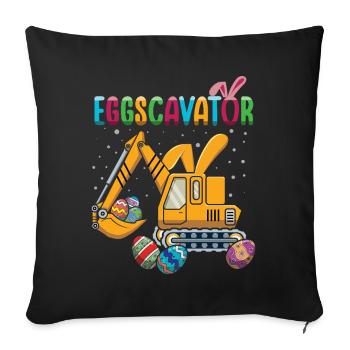 Eggscavator Ostern Bagger Abenteuer - Sofakissenbezug 45 x 45 cm - Schwarz - Vorne
