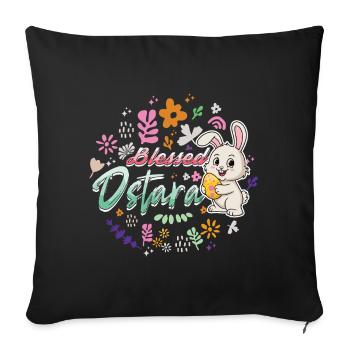 Ostara Cheerful Bunny with Flowers - Sofa pillowcase 17,3'' x 17,3'' (45 x 45 cm) - black - Front