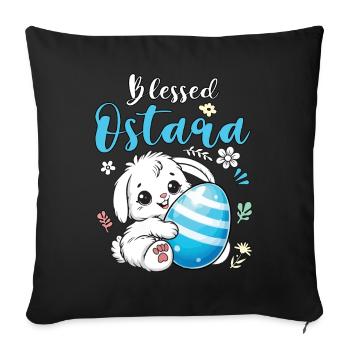Ostara Bunny with Egg Motif - Sofa pillowcase 17,3'' x 17,3'' (45 x 45 cm) - black - Front