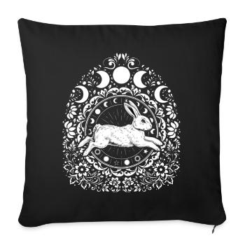 Ostara Hase Mit Mondphasen Und Blumen - Sofakissenbezug 45 x 45 cm - Schwarz - Vorne