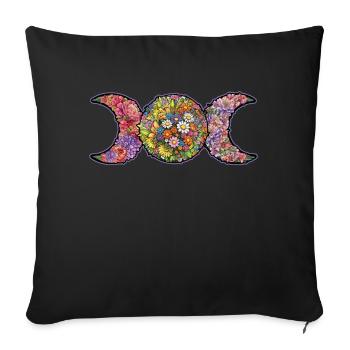 Ostara Blossoms Triple Moon Symbol - Sofa pillowcase 17,3'' x 17,3'' (45 x 45 cm) - black - Front