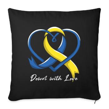 Syndrome de Down Amour Supporter Cœur - Housse de coussin décorative 45 x 45 cm - noir - Devant