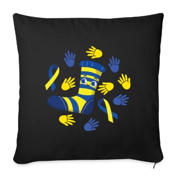 Des chaussettes gaies pour le soutien du syndrome de Down - Housse de coussin décorative 45 x 45 cm - noir - Devant