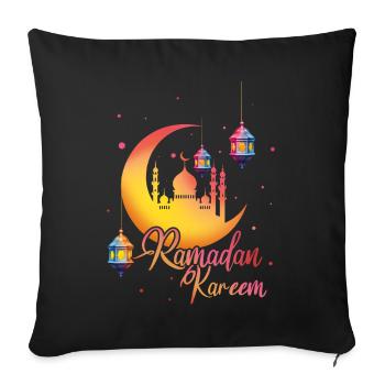 Ramadan Kareem Eid Mubarak Solennelle Clair de lune - Housse de coussin décorative 45 x 45 cm - noir - Devant