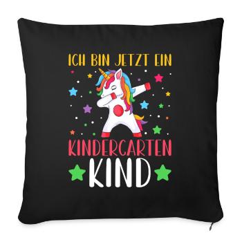 Enfants Maternelle Enfant Arc-en-ciel Fille - Housse de coussin décorative 45 x 45 cm - noir - Devant