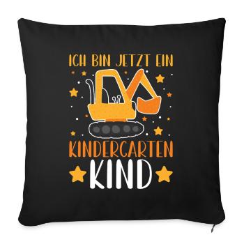 Kindergarten Child Excavator Boys Kindergarten - Sofa pillowcase 17,3'' x 17,3'' (45 x 45 cm) - black - Front
