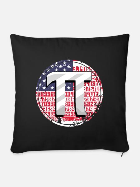 Pi Tag Zahlen mit Amerikanischer Flagge - Sofakissenbezug 45 x 45 cm - Schwarz