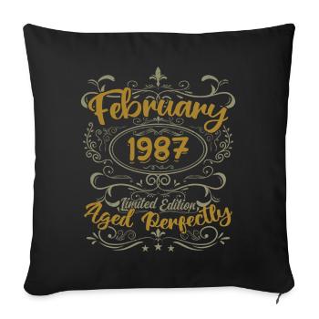 Idée cadeau février 1987 anniversaire février 1987 - Housse de coussin décorative 45 x 45 cm - noir - Devant