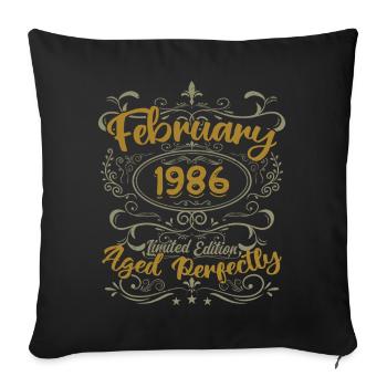 Idée cadeau février 1986 anniversaire février 1986 - Housse de coussin décorative 45 x 45 cm - noir - Devant