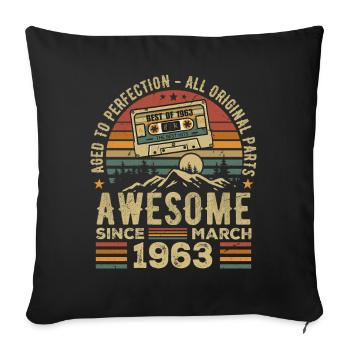 March 1963 Birthday Gift March 1963 March 1963 - Sofa pillowcase 17,3'' x 17,3'' (45 x 45 cm) - black - Front