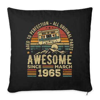 March 1965 Birthday Gift March 1965 March 1965 - Sofa pillowcase 17,3'' x 17,3'' (45 x 45 cm) - black - Front