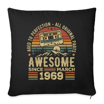 Mars 1969 cadeau anniversaire mars 1969 march 1969 - Housse de coussin décorative 45 x 45 cm - noir - Devant
