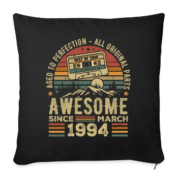 March 1994 Birthday Gift March 1994 March 1994 - Sofa pillowcase 17,3'' x 17,3'' (45 x 45 cm) - black - Front