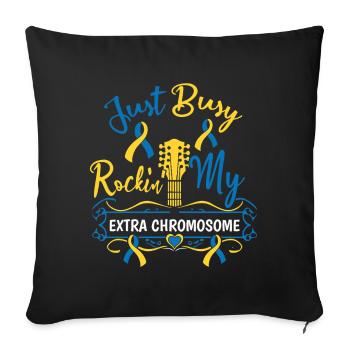 Le syndrome de Down berce mon chromosome supplémentaire - Housse de coussin décorative 45 x 45 cm - noir - Devant
