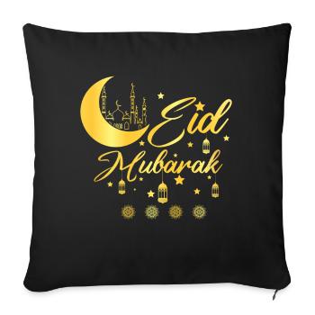 Eid Mubarak Golden Mosque Moon Stars - Sofa pillowcase 17,3'' x 17,3'' (45 x 45 cm) - black - Front