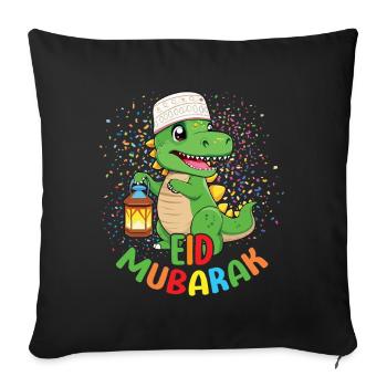 Happy Dinosaur Eid Mubarak Illustration - Sofa pillowcase 17,3'' x 17,3'' (45 x 45 cm) - black - Front