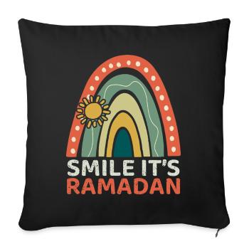 Sourire C’est le Ramadan Aïd Moubarak Joie - Housse de coussin décorative 45 x 45 cm - noir - Devant