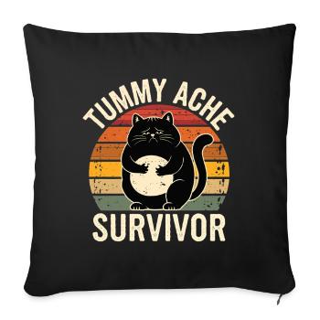Maux d’estomac Survivor Retro Cat Design - Housse de coussin décorative 45 x 45 cm - noir - Devant