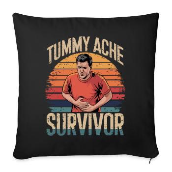 Belly Ache, Survivor, Humorous Retro Style - Sofa pillowcase 17,3'' x 17,3'' (45 x 45 cm) - black - Front