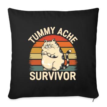 Belly Ache, Survivor Cat, Vintage Style - Sofa pillowcase 17,3'' x 17,3'' (45 x 45 cm) - black - Front