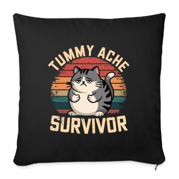 Belly Ache: Survivor Cat Retro Style - Sofa pillowcase 17,3'' x 17,3'' (45 x 45 cm) - black - Front