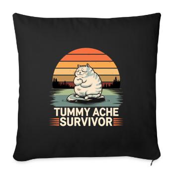 Belly Ache, Survivor Cat, Funny - Sofa pillowcase 17,3'' x 17,3'' (45 x 45 cm) - black - Front