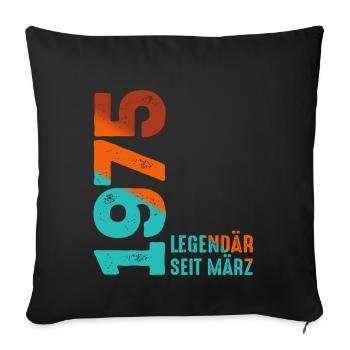Légendaire depuis mars 1975 Mars 1975 Anniversaire 1975 - Housse de coussin décorative 45 x 45 cm - noir - Devant