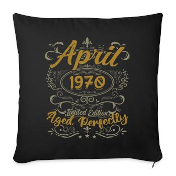 Avril 1970 Cadeau Anniversaire April 1970 - Housse de coussin décorative 45 x 45 cm - noir - Devant