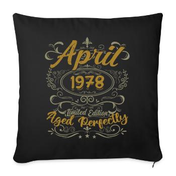 Avril 1978 Cadeau Anniversaire April 1978 - Housse de coussin décorative 45 x 45 cm - noir - Devant