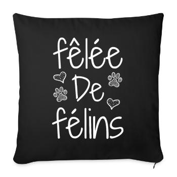 FÊLÉE DE FÉLINS ! (chat) - Jeux de mots - Francois - Housse de coussin décorative 45 x 45 cm - noir - Devant